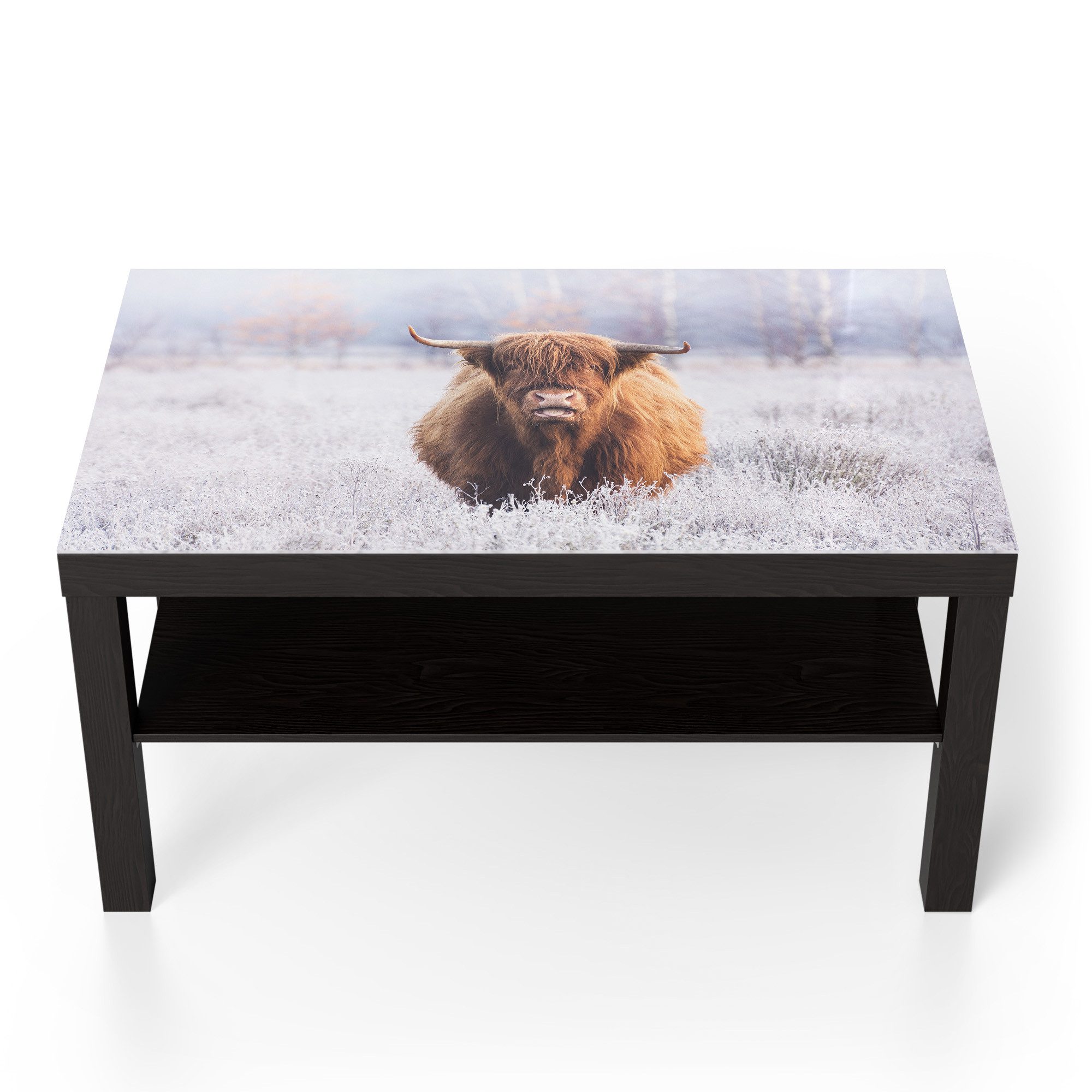 DEQORI Couchtisch 'Frostiger Hochlandblick', Glas Beistelltisch Glastisch modern