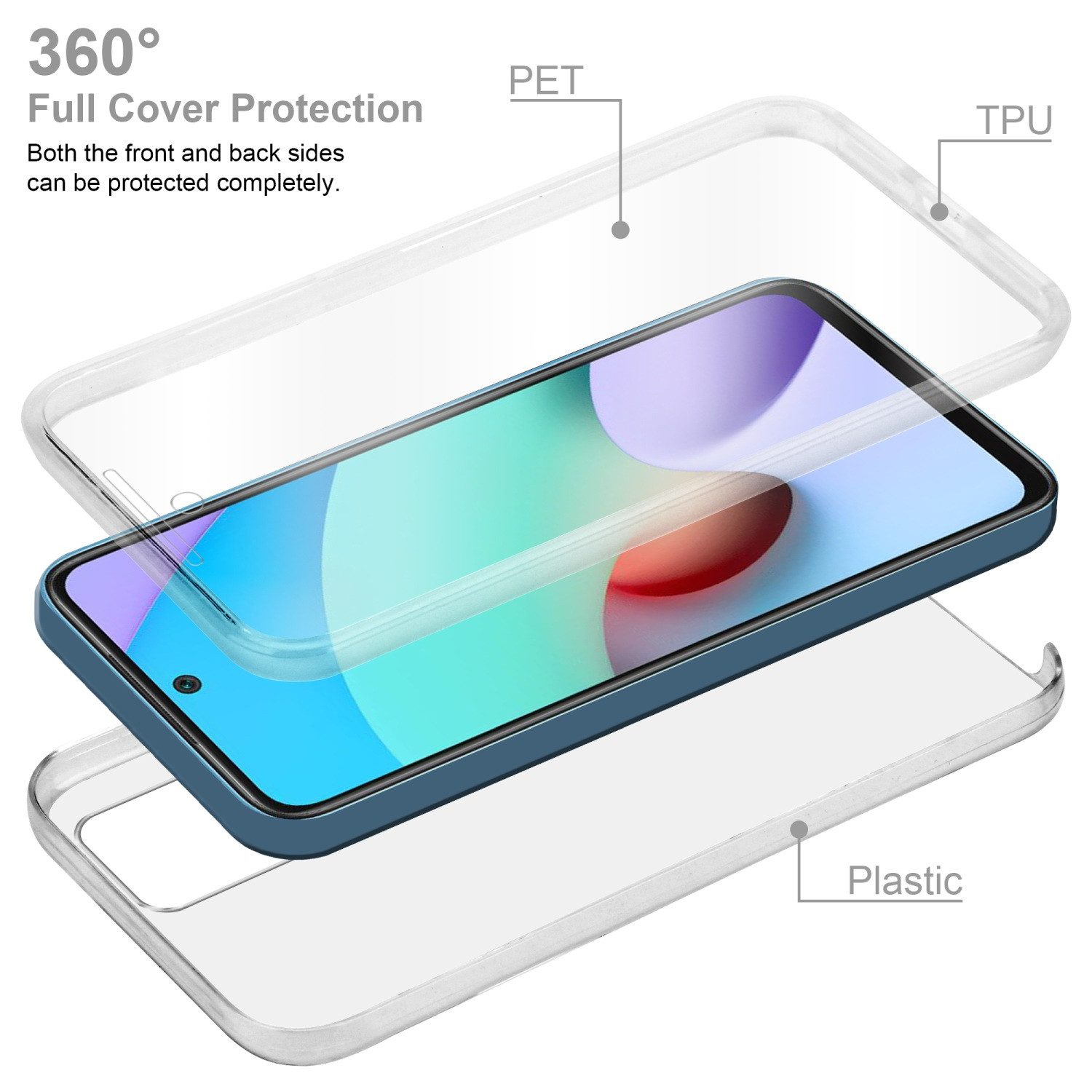 Cadorabo Handyhülle für Xiaomi RedMi 10 Hülle Xiaomi RedMi 10, Flexible Case Handy Schutzhülle - Hülle - Back Cover 360° Grad
