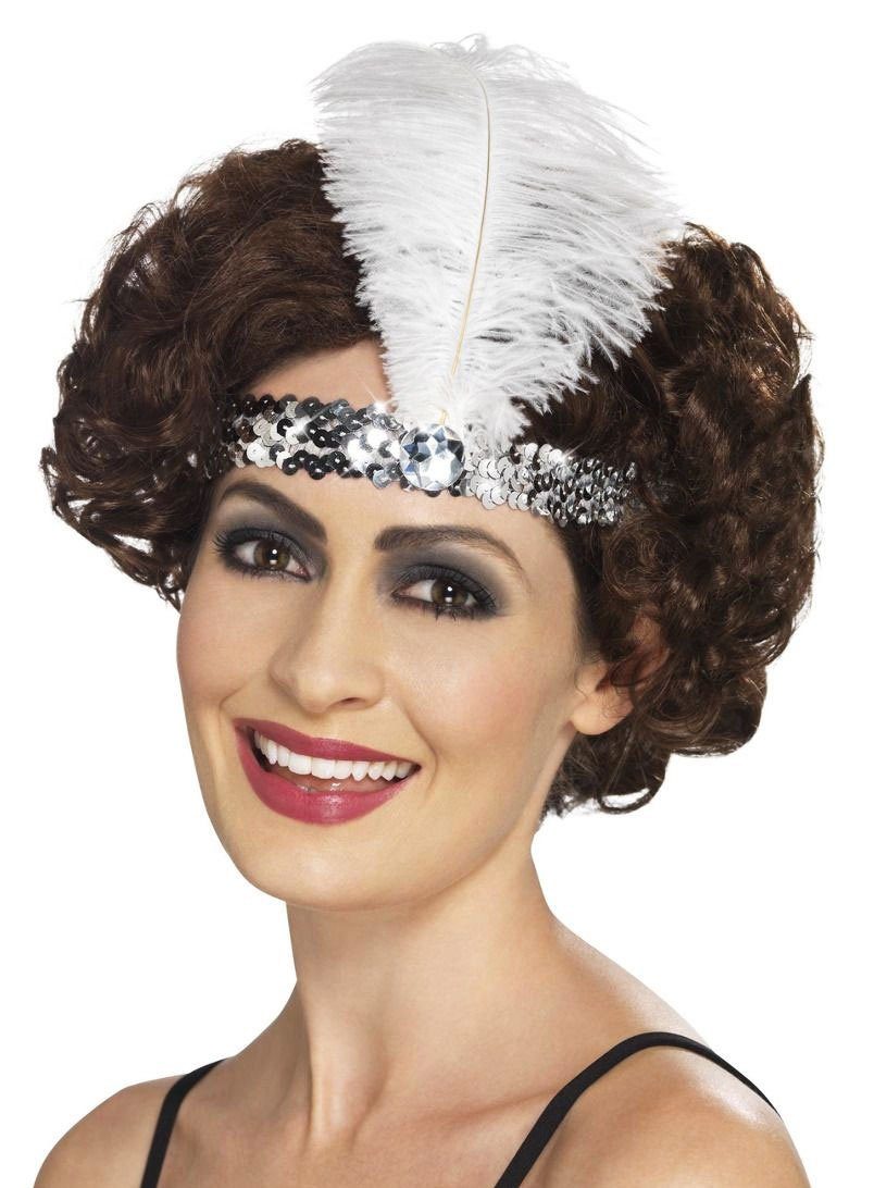 Metamorph Kostüm 20er Glitzer Stirnband weiß, Schmückendes Accessoire im typischen Flapper-Design