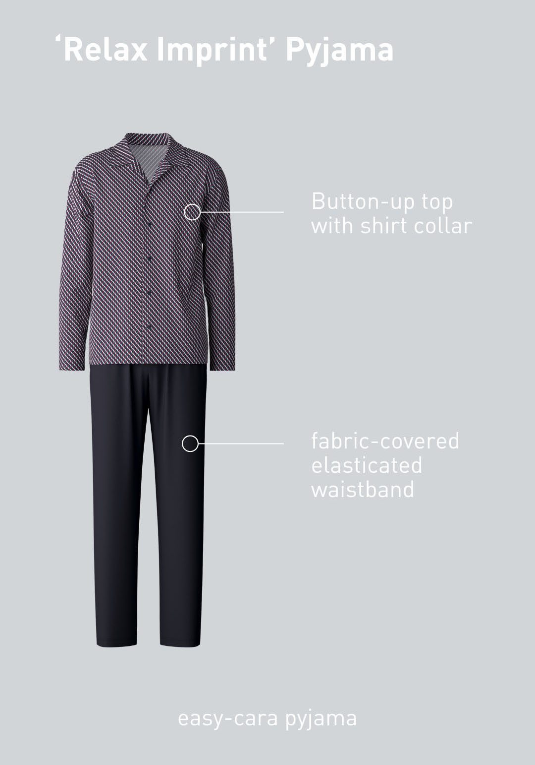 CALIDA Pyjama Relax Imprint (2 tlg) mit feinem, glattem Stoff für erhöhten Komfort