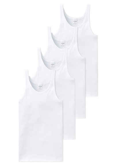 Schiesser Unterhemd 4er Pack Cotton Essentials Feinripp (Spar-Set, 4-St) Unterhemd / Tanktop - Baumwolle - Strapazierfähig