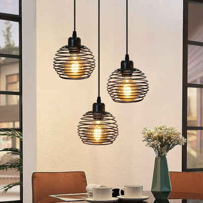 ZMH Pendelleuchte Vintage Schwarz E27 Esstischlampe 3-flammig aus Metall Retro, LED wechselbar, Pendellampe