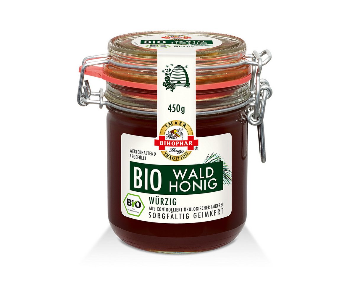 BIHOPHAR Honig, Bihophar BIO Waldhonig fluessig im Bügelglas herbe Würze 450g