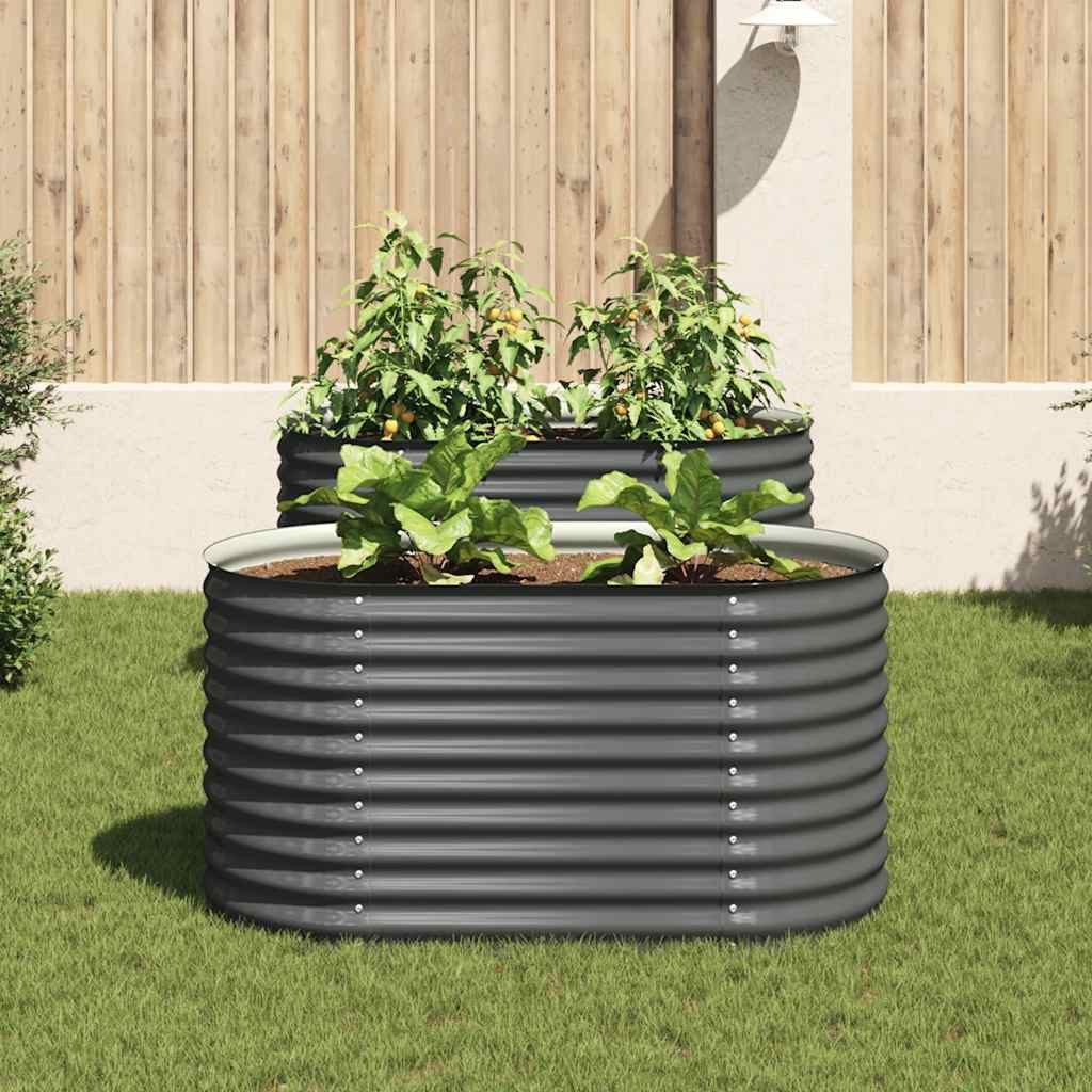 vidaXL Hochbeet Garten-Hochbeet 160x80x81 cm Verzinkter Stahl Grau (1 St)