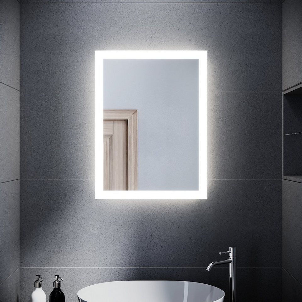 Badspiegel LED mit Beleuchtung Touch Badezimmerspiegel 60x50 70x50 80x60 100x60 