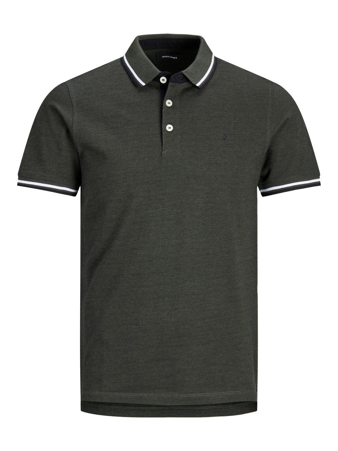 Poloshirt & Jack Pique (1-tlg) Kragen Cotton Hemd in Sommer Dunkelgrün Shirt Jones JJEPAULOS Polo 3613