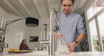 QUOOKER Küchenarmatur QUOOKER FLEX Zugauslauf Edelstahl Combi B mit CUBE (22+XRVSCUBE) (2-St) 100°C Kochendwasserhahn mit Trinkwassersystem