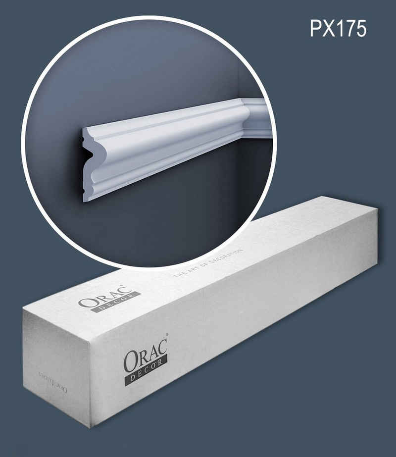 Orac Decor Zierleiste PX175-box-10, kleben, Duropolymer®, 10-St., 1 Karton SET mit 10 Leisten Wandleisten Stuckleisten 20 m
