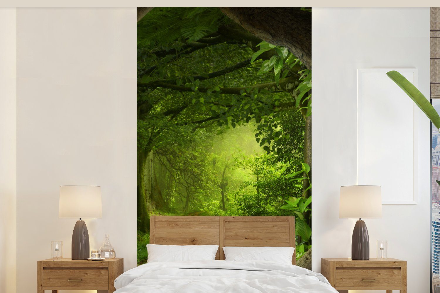 MuchoWow Fototapete Dschungel - Grün - Natur - Tropisch - Pflanzen, Matt, bedruckt, (2 St), Vliestapete für Wohnzimmer Schlafzimmer Küche, Fototapete