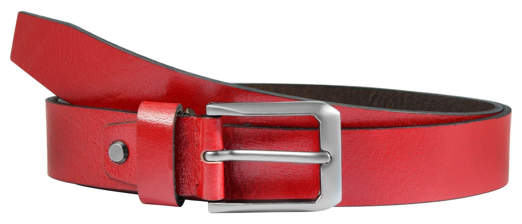 Leonardo Verrelli Ledergürtel hochwertiges Echtleder, kürzbar, rot, 85 cm - 125 cm (Bundweite)
