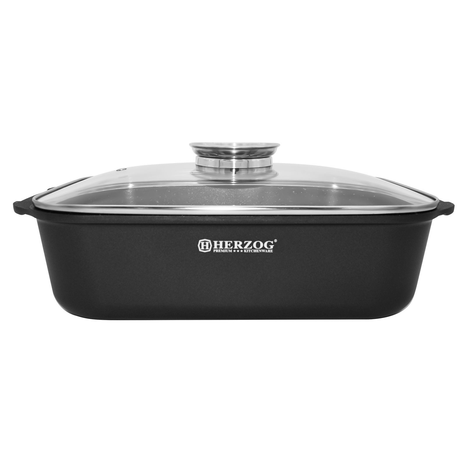 Kitchen Pro + Bräter mit Deckel⌀ 32,34 cm, Aluminiumguss, Aromaknopf, Induktion, Antihaftbeschichtung, für alle Herdarten