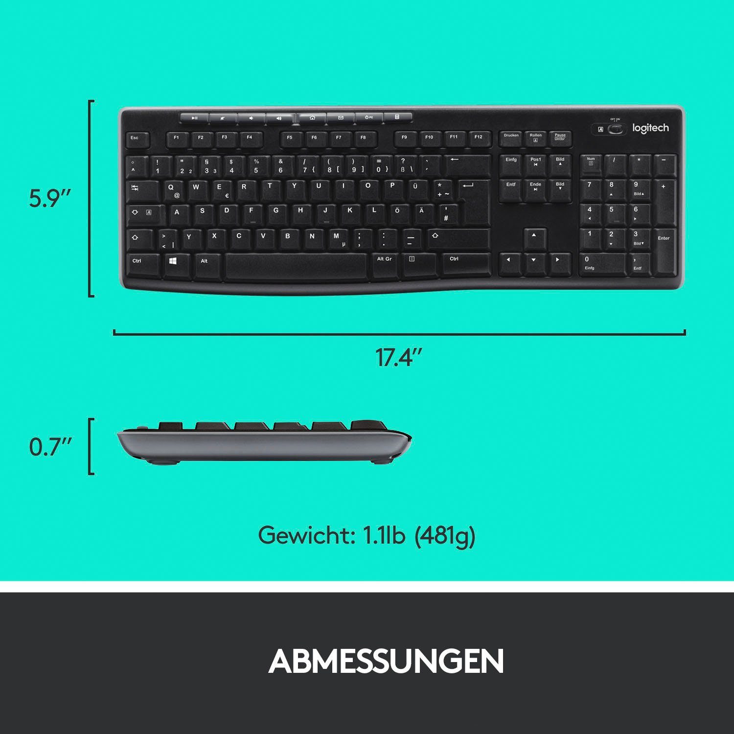 Wireless Logitech Tastatur- Maus-Set MK270 und Combo
