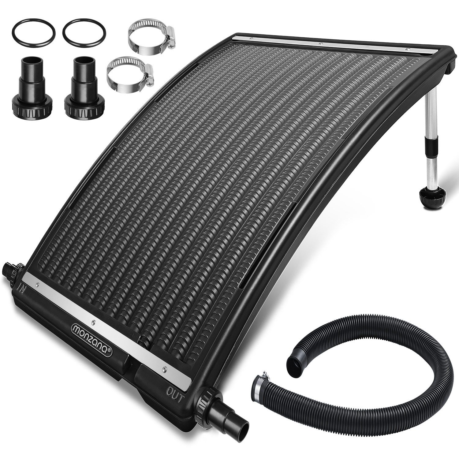 monzana Pool-Solarkollektor, Sonnenkollektor 112x55x14cm 10000 L/h Höhenverstellbar 32/38mm