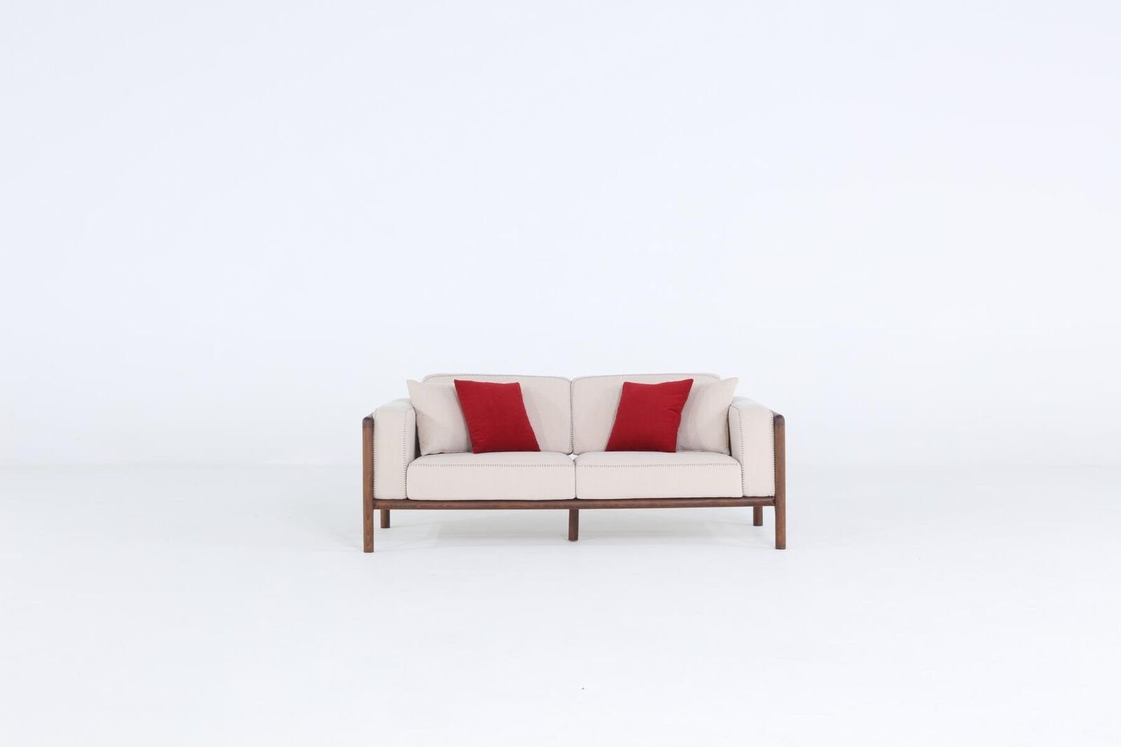 Zweisitzer Sofa Europa Made 1 2 Sitzer 2-Sitzer Teile, Weiß, Sofas Wohnzimmer Design in Neu Stoff JVmoebel Modern