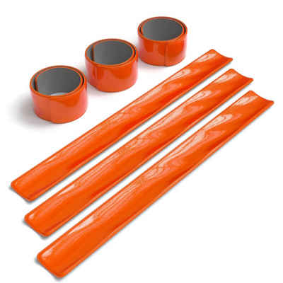 EAZY CASE Fahrradreflektor 6er Set Schnapp-Leuchtarmbänder, Jogging Reflektoren Schnapparmband Neon Laufband reflektierend Orange