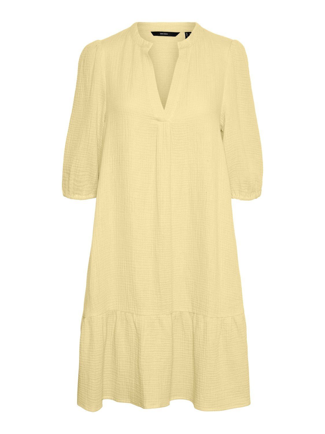 Kleid Shirtkleid Blusen Vero in Midi (knielang, 4096 1-tlg) Tunika Moda Gelb Halbarm VMNATALI