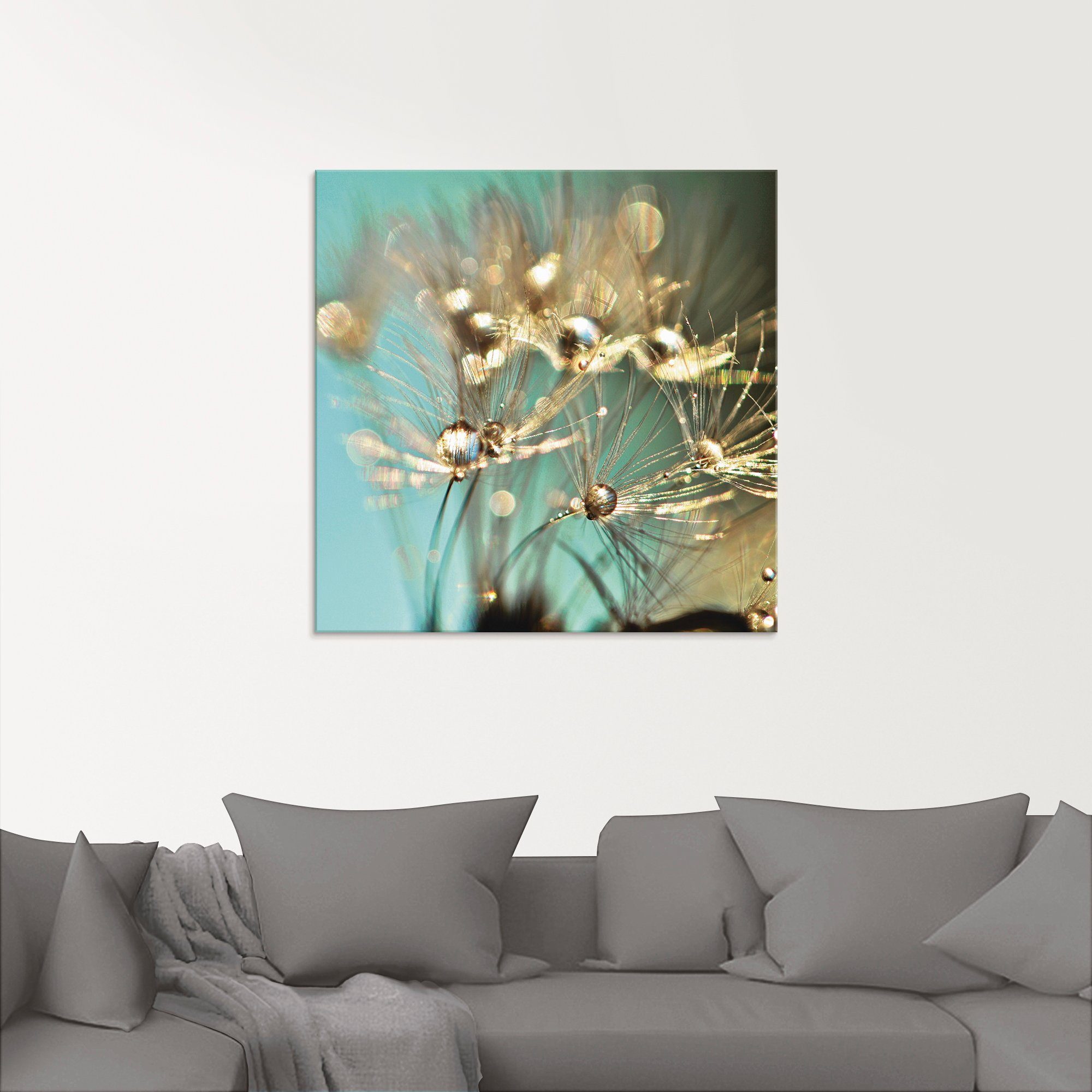 Artland Glasbild Pusteblume (1 Größen Blumen Gold, glänzendes verschiedenen St), in