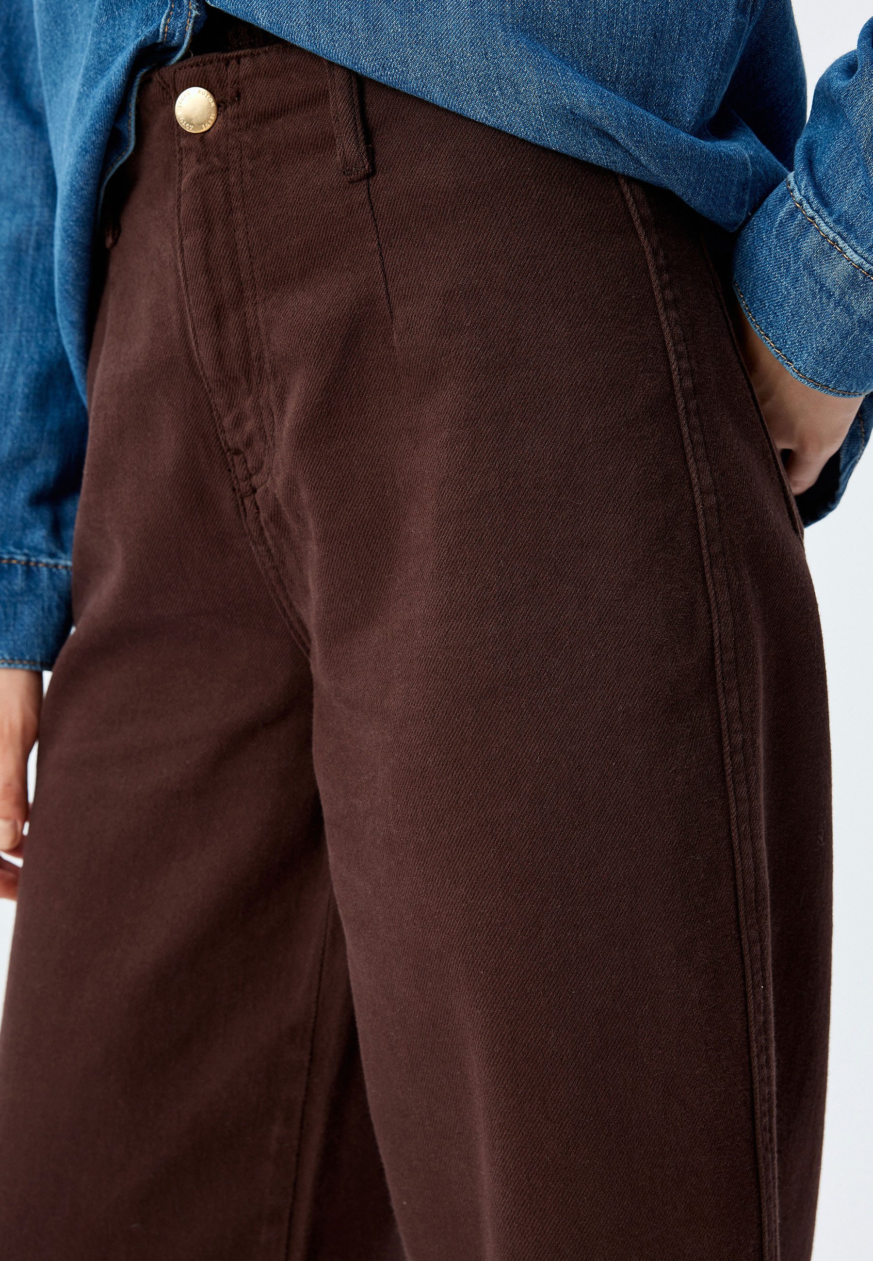 Koton Palazzohose Hohe Leibhöhe Crop Wide Leg Palazzohose