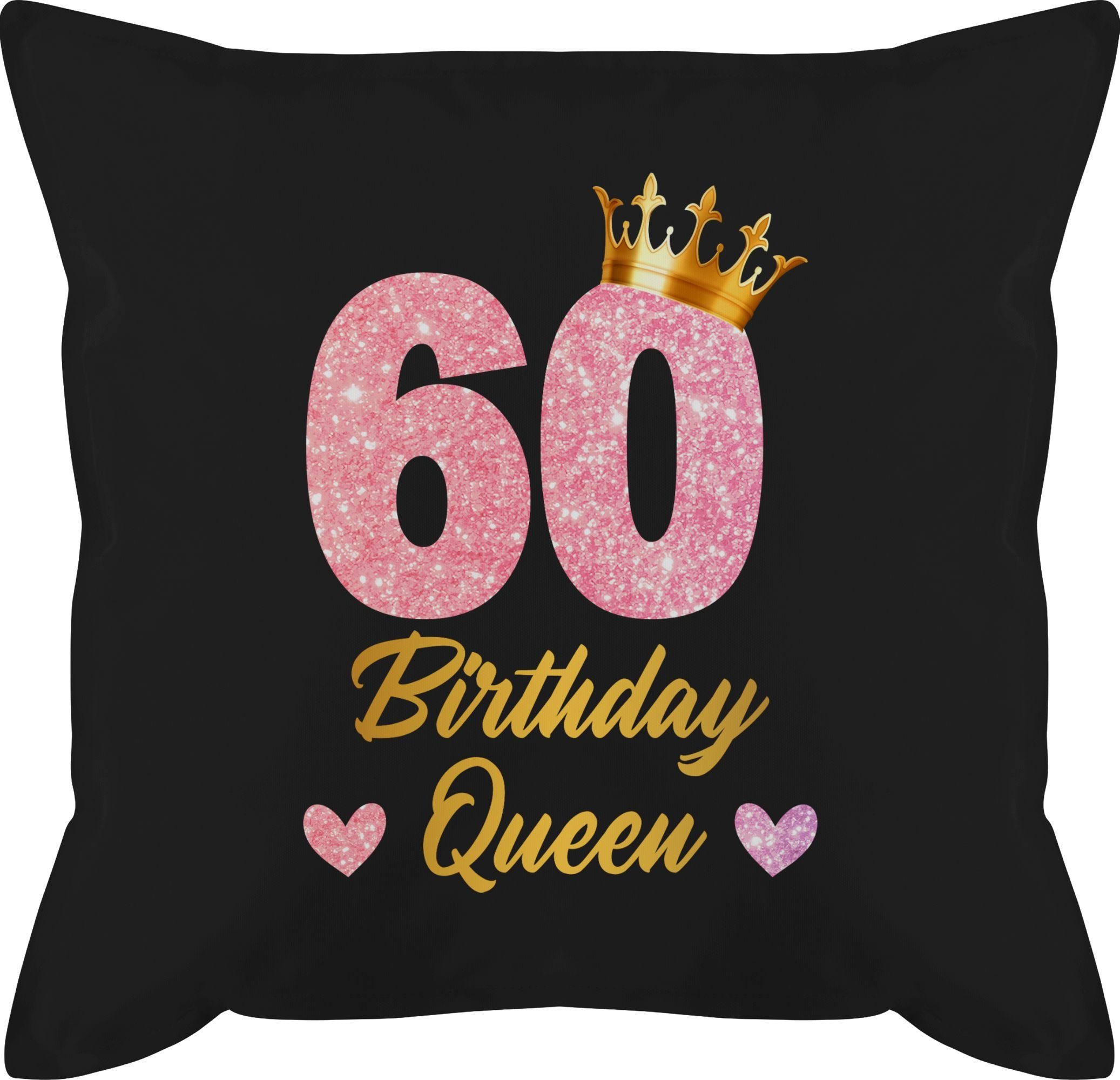 Shirtracer Dekokissen 60 Birthday Queen Geburtstags Schwarz 60, Geburtstag Kissen 60. Geburtstagsgeschenk Königin 1