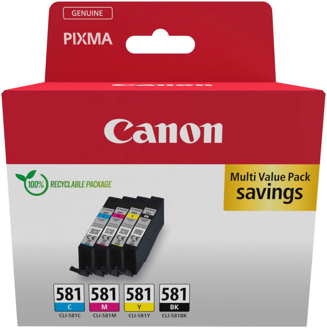 Canon CLI-581 BK/C/M/Y Tinte Multipack (2103C006) Tintenpatrone