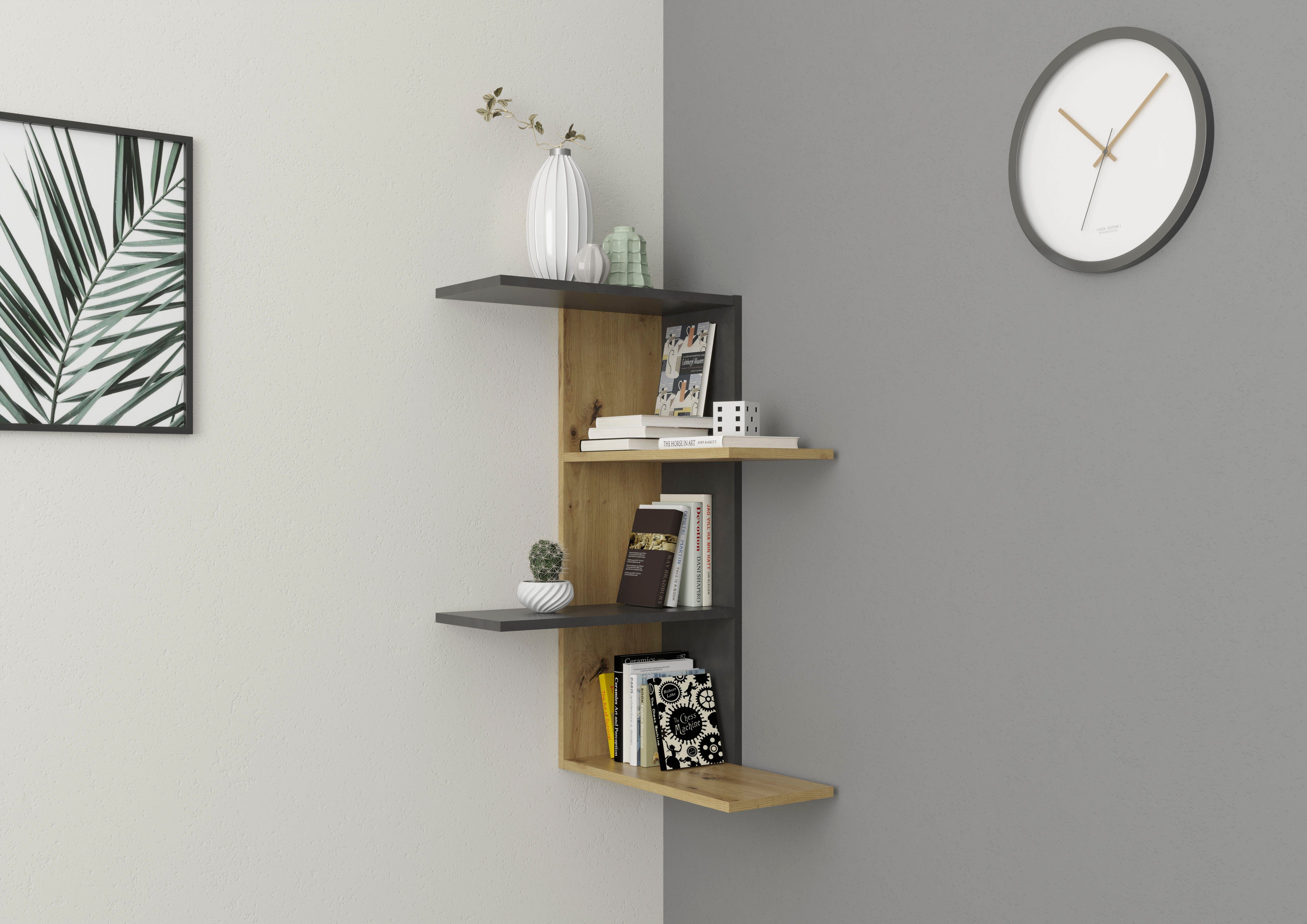 FMD Eckregal Haarlem, Eckregal mit Ablageflächen günstig online kaufen