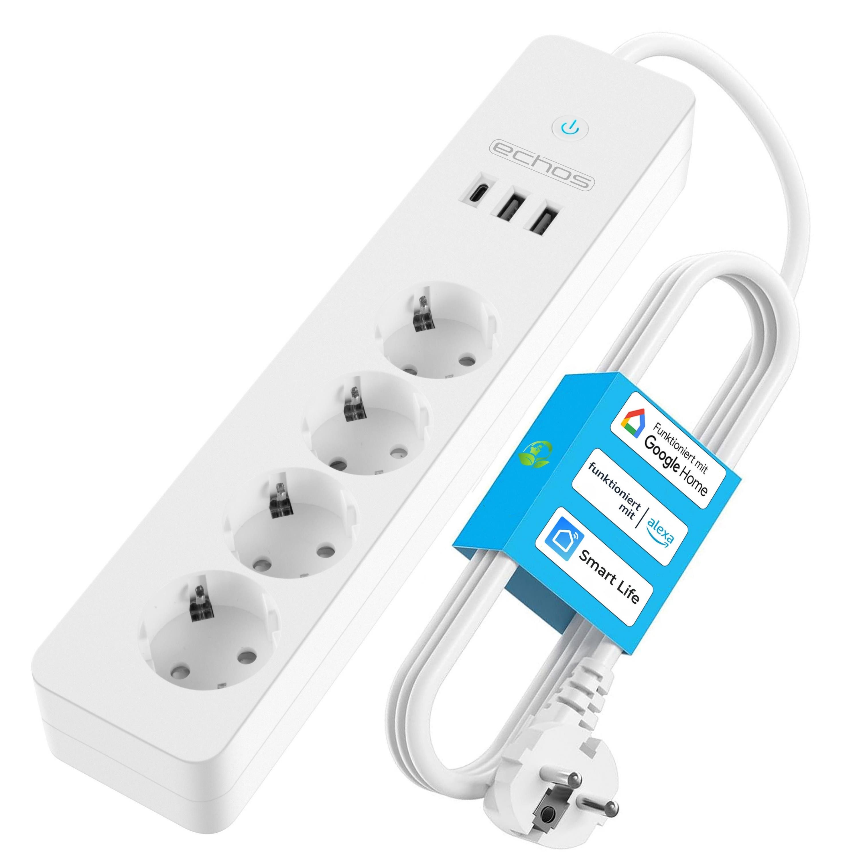 echos WLAN-Steckdose Eco-4131, max. 3680 W, Packung, 1-St., Steuerung per App, Alexa/Google kompatibel, Max. 16A, 2.0 Meter Kabel