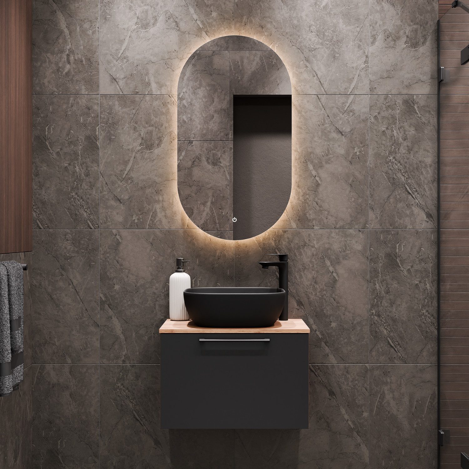 Planetmöbel Badmöbel-Set ASTRA, (Waschbeckenunterschrank, 2-St., Waschbecken), Badezimmer Möbel im modernen Design