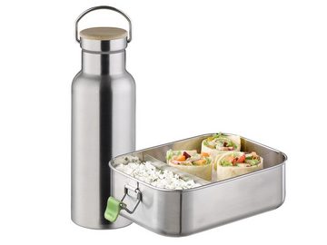 APS Lunchbox, Edelstahl, (2-tlg), SET Thermosflasche & Brotdose aus Edelstahl, Butterbrotdose Vesperdose