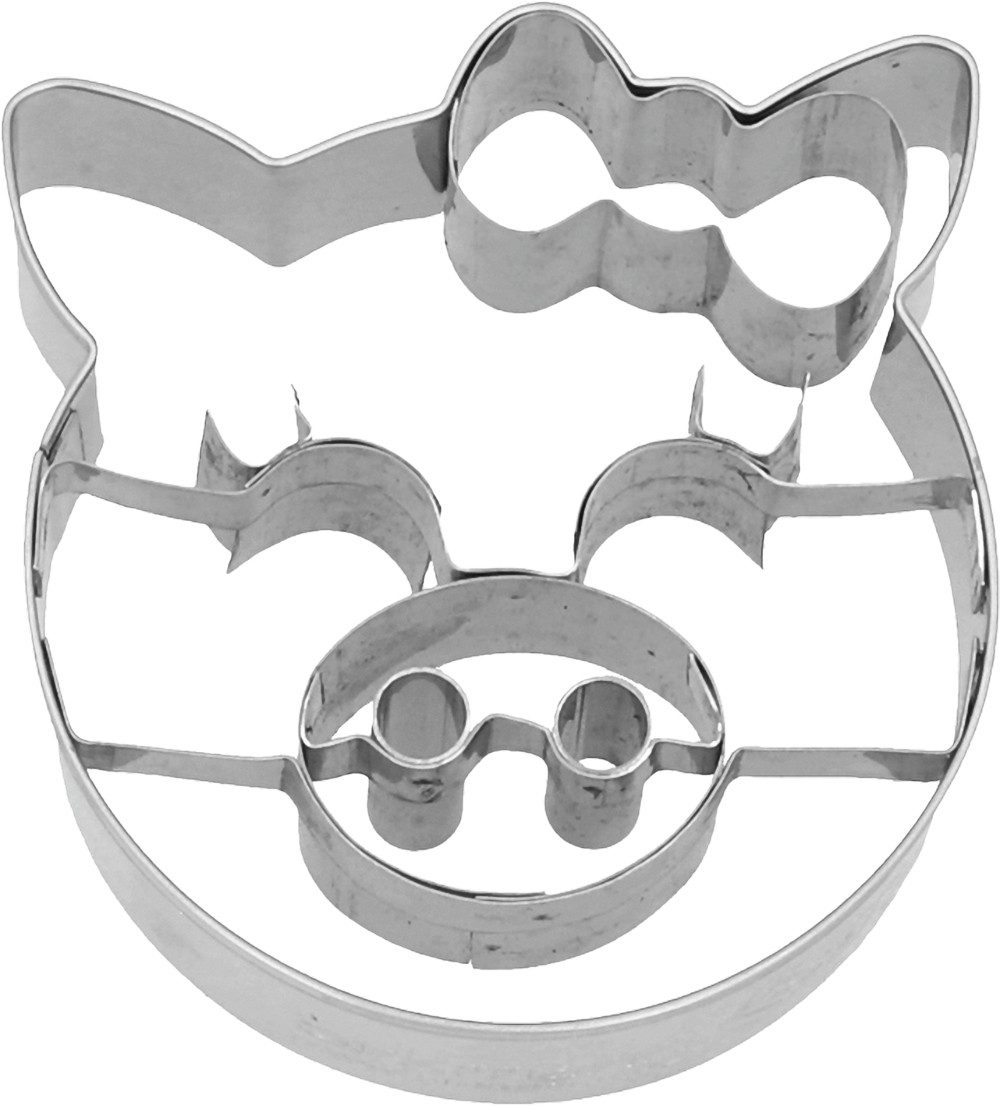 Birkmann Gebäckstempel Ausstechform Schweinchen mit Schleife, Edelstahl, 6.5 cm