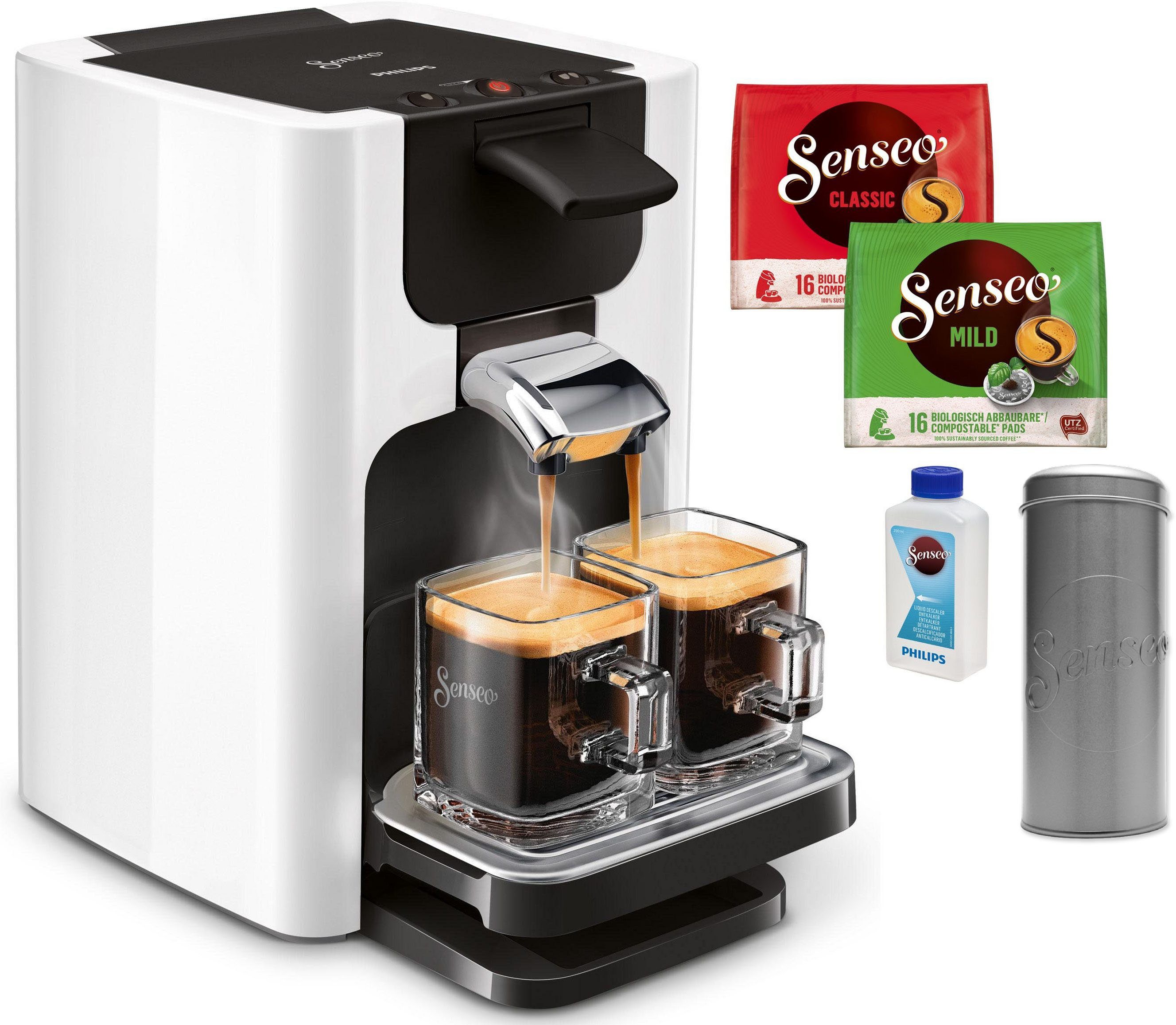 Kaffeepadmaschine Quadrante HD7865/00, inkl. Gratis-Zugaben im Wert von €  23,90 UVP