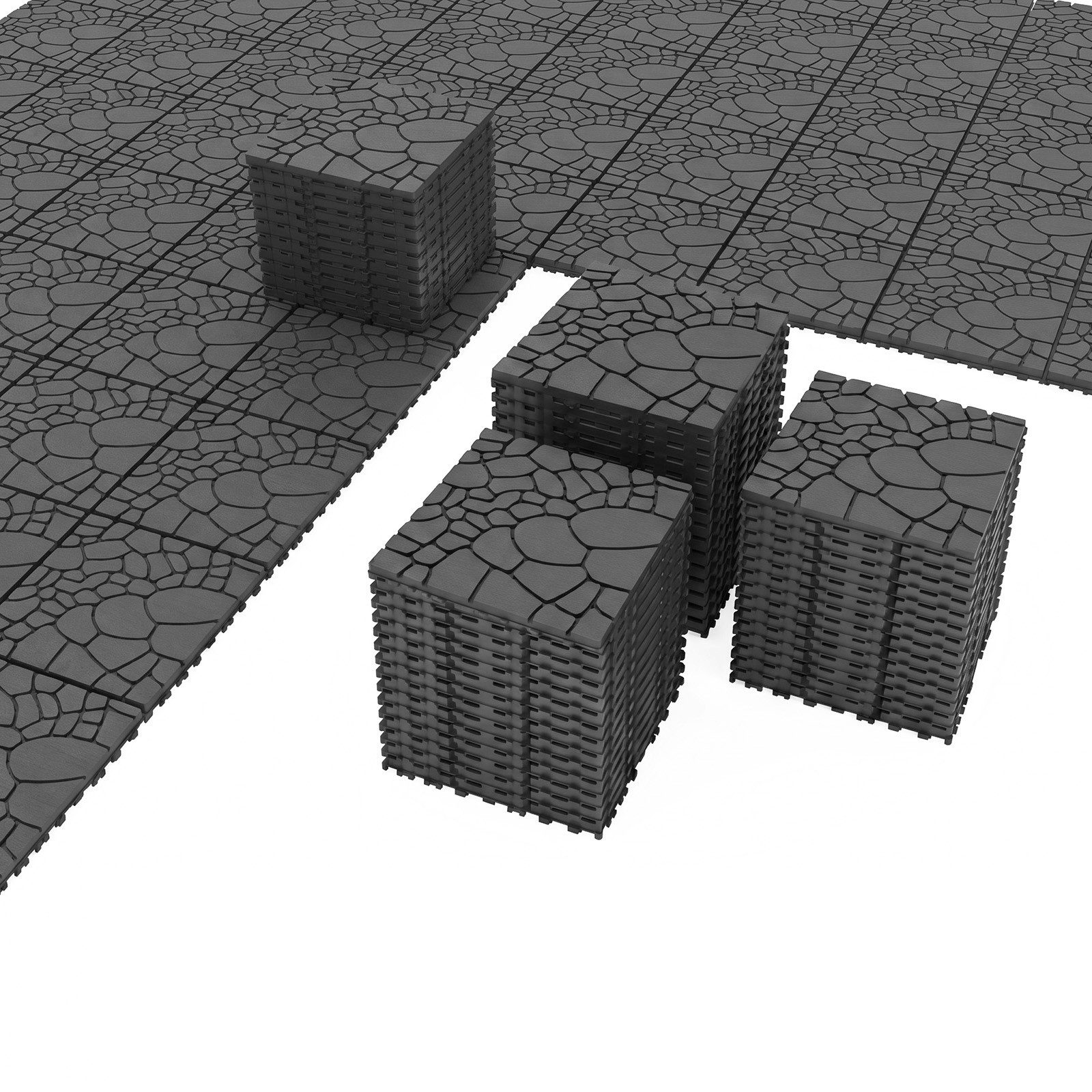 GLIESE Terrassendielen Terrassenfliesen 44er Set im Klicksystem, 30,5 x 30,5 x 2 cm