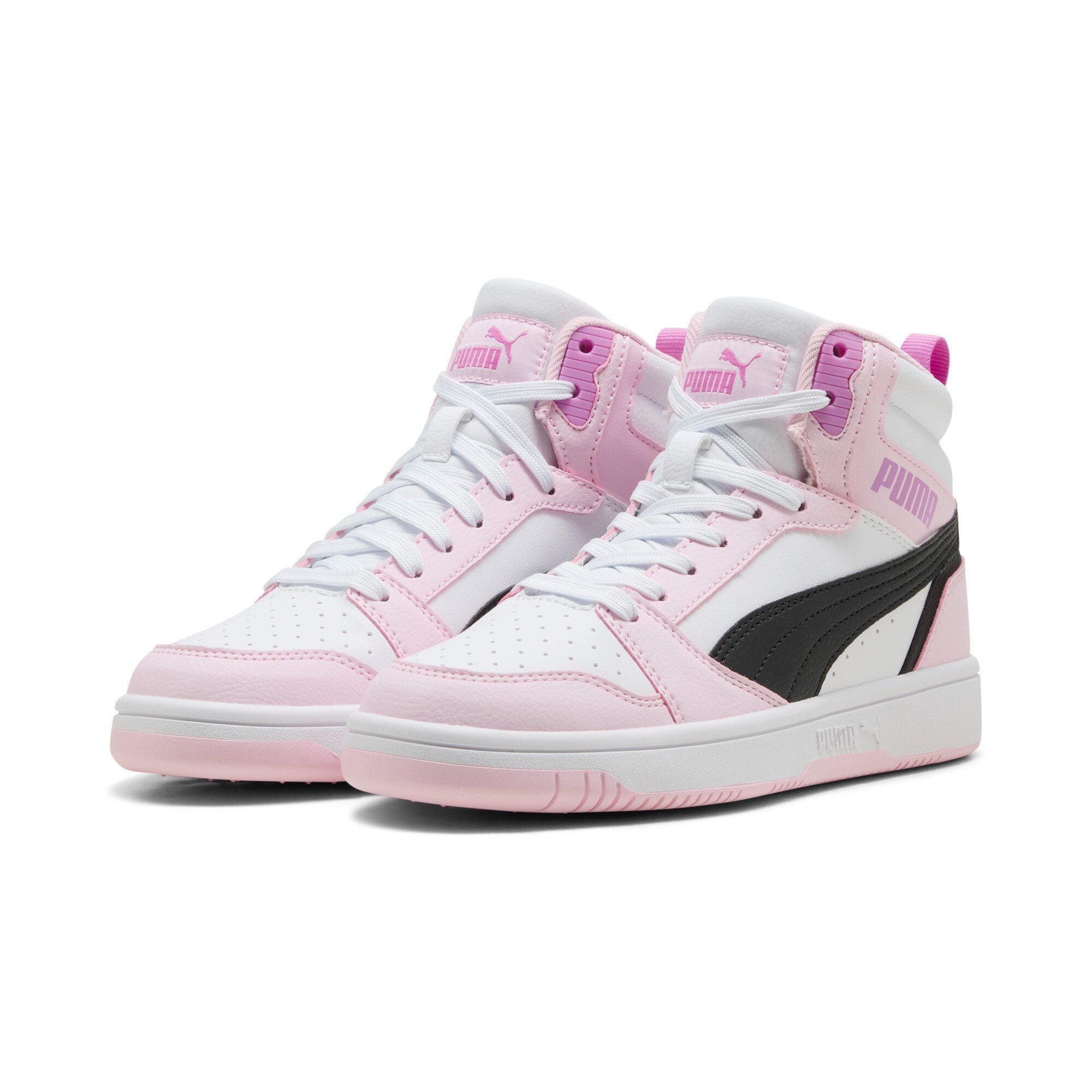 PUMA REBOUND V6 MID JR Sneaker knöchelhoch, retro-inspiriertes Design, mit SOFTFOAM+ Dämpfung