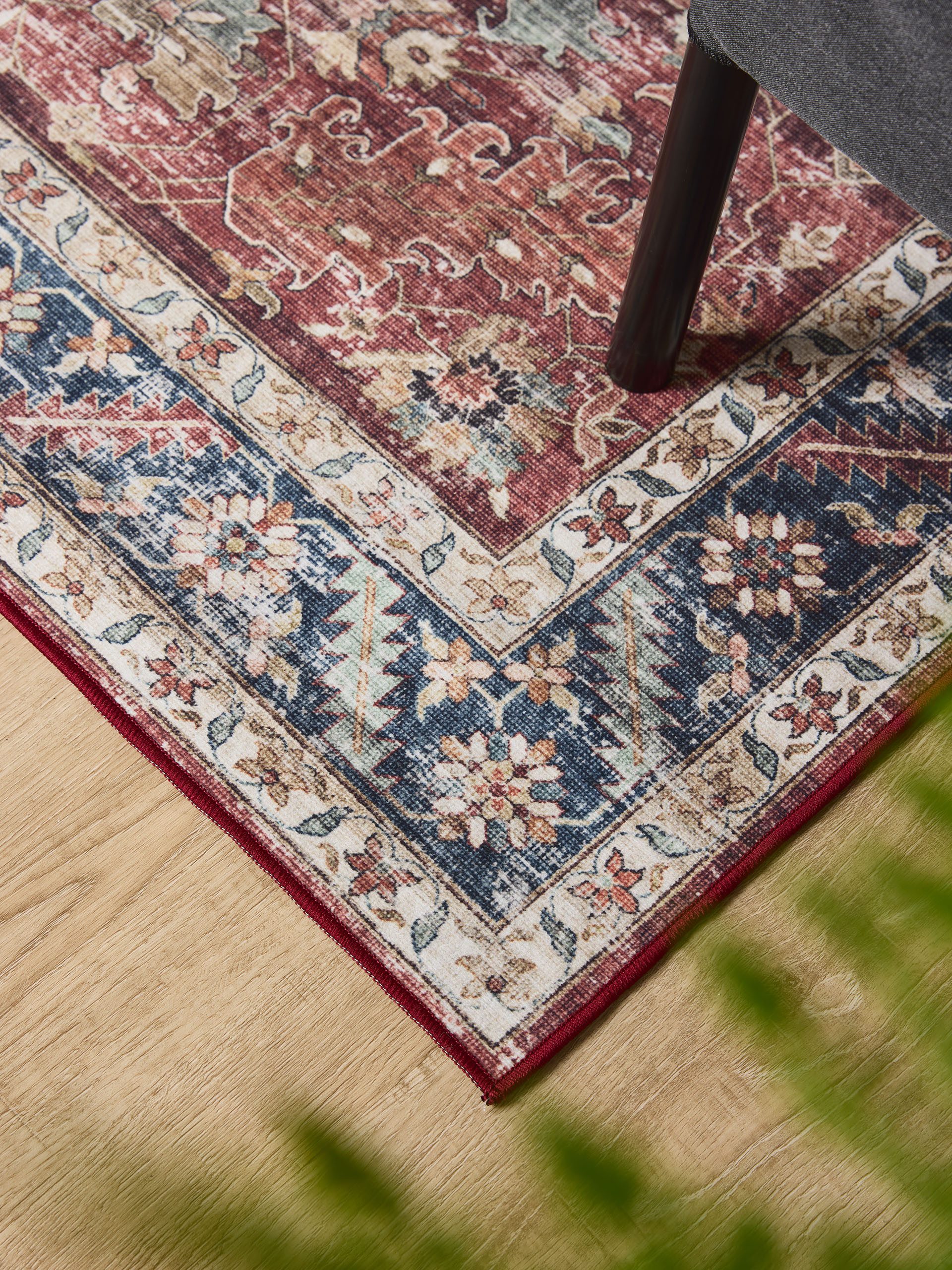 Interiyou Teppich Gent, Rechteckig, Höhe: 5 mm, Vintage Kurzflor für Wohnzimmer, Schlafzimmer, waschbar, pflegeleicht