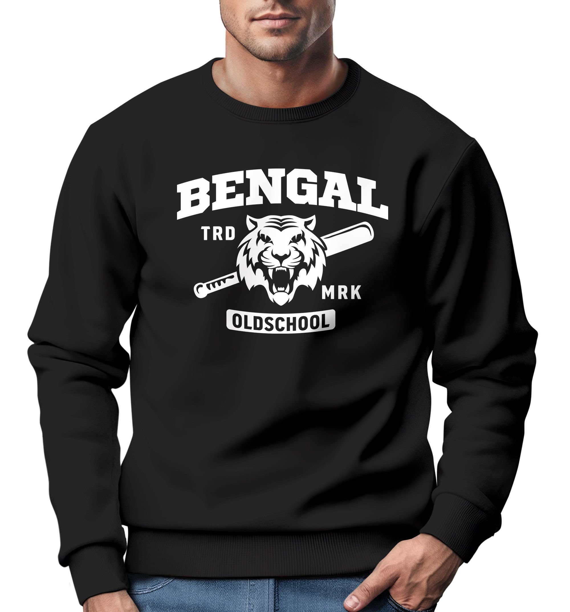 Neverless Sweatshirt Sweatshirt Herren Bengal Tiger Baseball Sport USA Rundhals-Pullover
