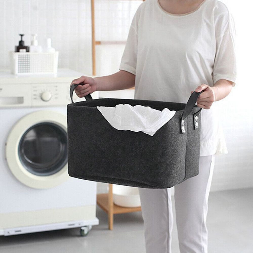 QUBEBU Aufbewahrungsbox Aufbewahrungsbox Aufbewahrungskorb Filz Filzkorb Aufbewahrung Taschen (Waschbar Faltbare Aufbewahrungsbox aus Filz mit Griff, Aufbewahrungskiste für Büro Spielzimmer Kinderzimmer Schlafzimmer), Spielzeugkörbchen Allzweckkorb Regalbox Regalkorb Filztasche