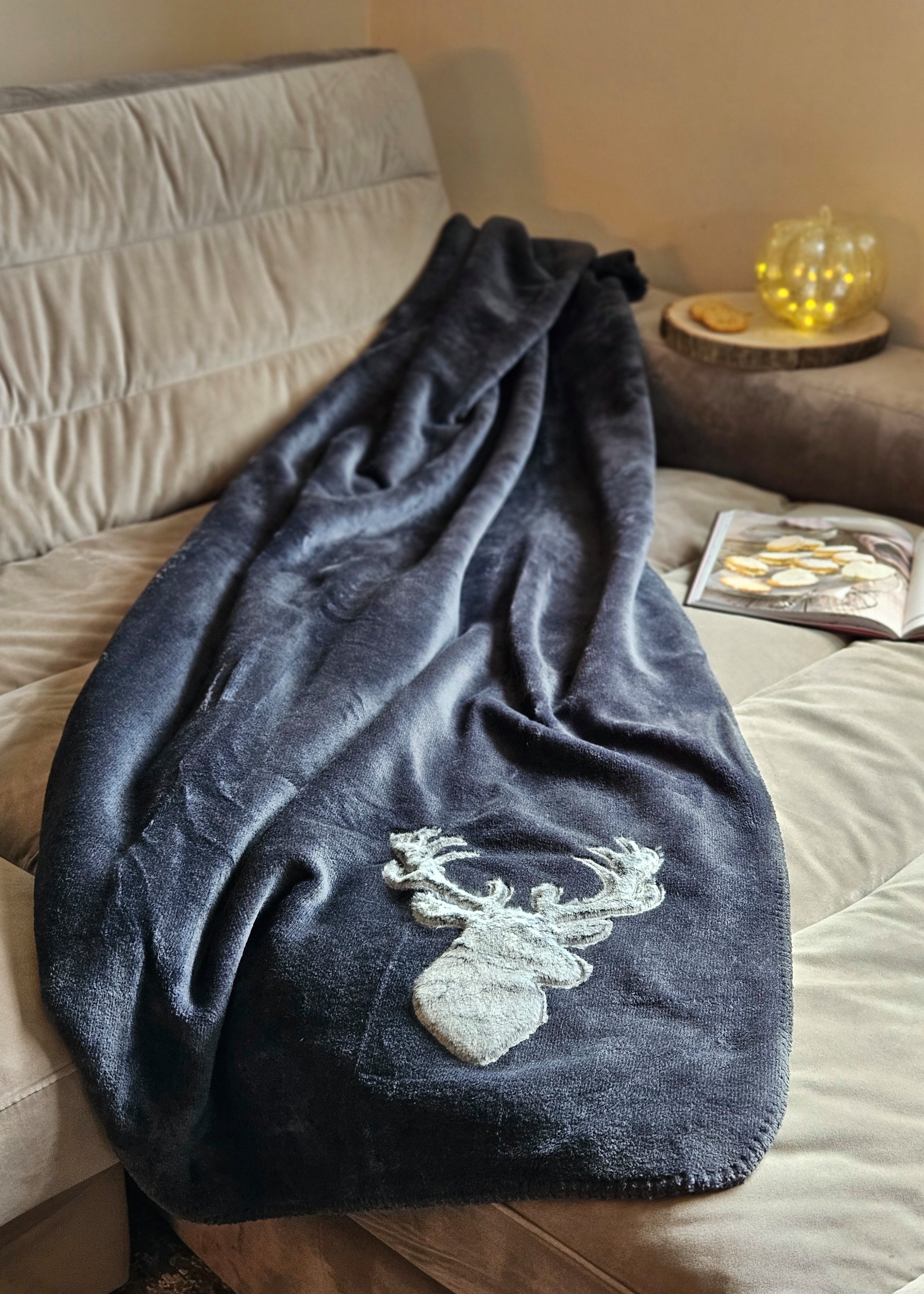 Wohndecke Decke Kuscheldecke Tagesdecke Hirsch Winter günstig online kaufen