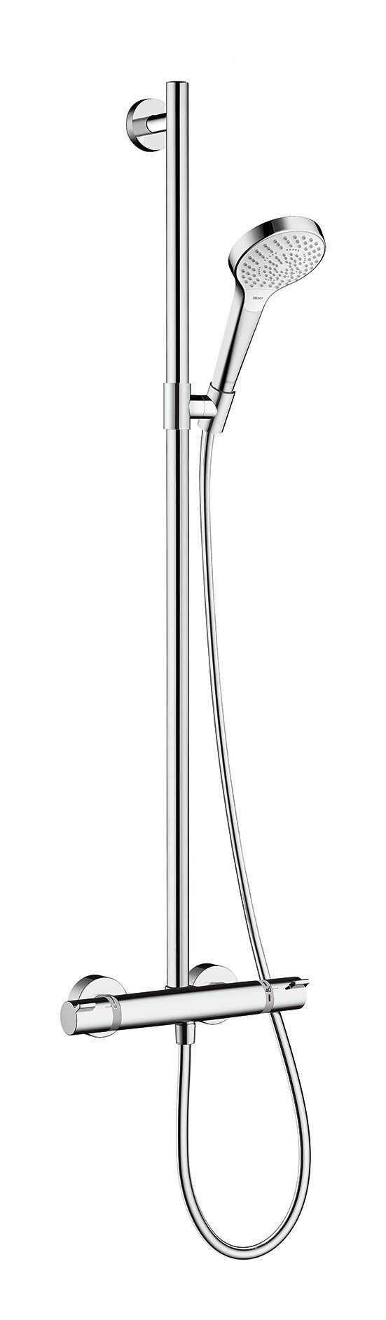 hansgrohe Duschsystem Croma Select S, 3 Strahlart(en), SemiPipe Multi mit Thermostat - Weiß / Chrom