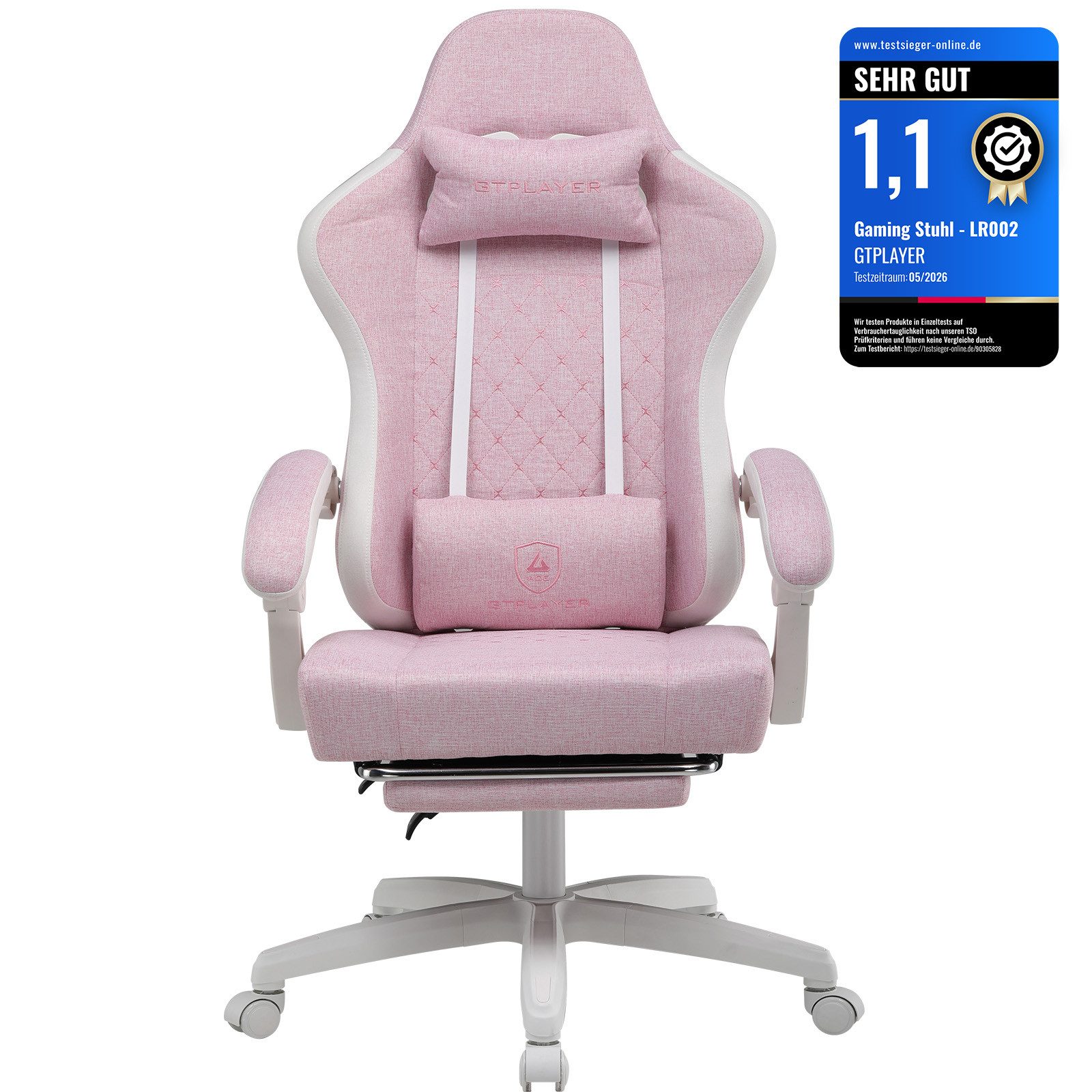 GTPLAYER Gaming-Stuhl Ergonomischer Gaming Sessel Schreibtischstuhl aus Stoff/Kunstleder (Pacekung), Federsitzkissen mit Fußstütze