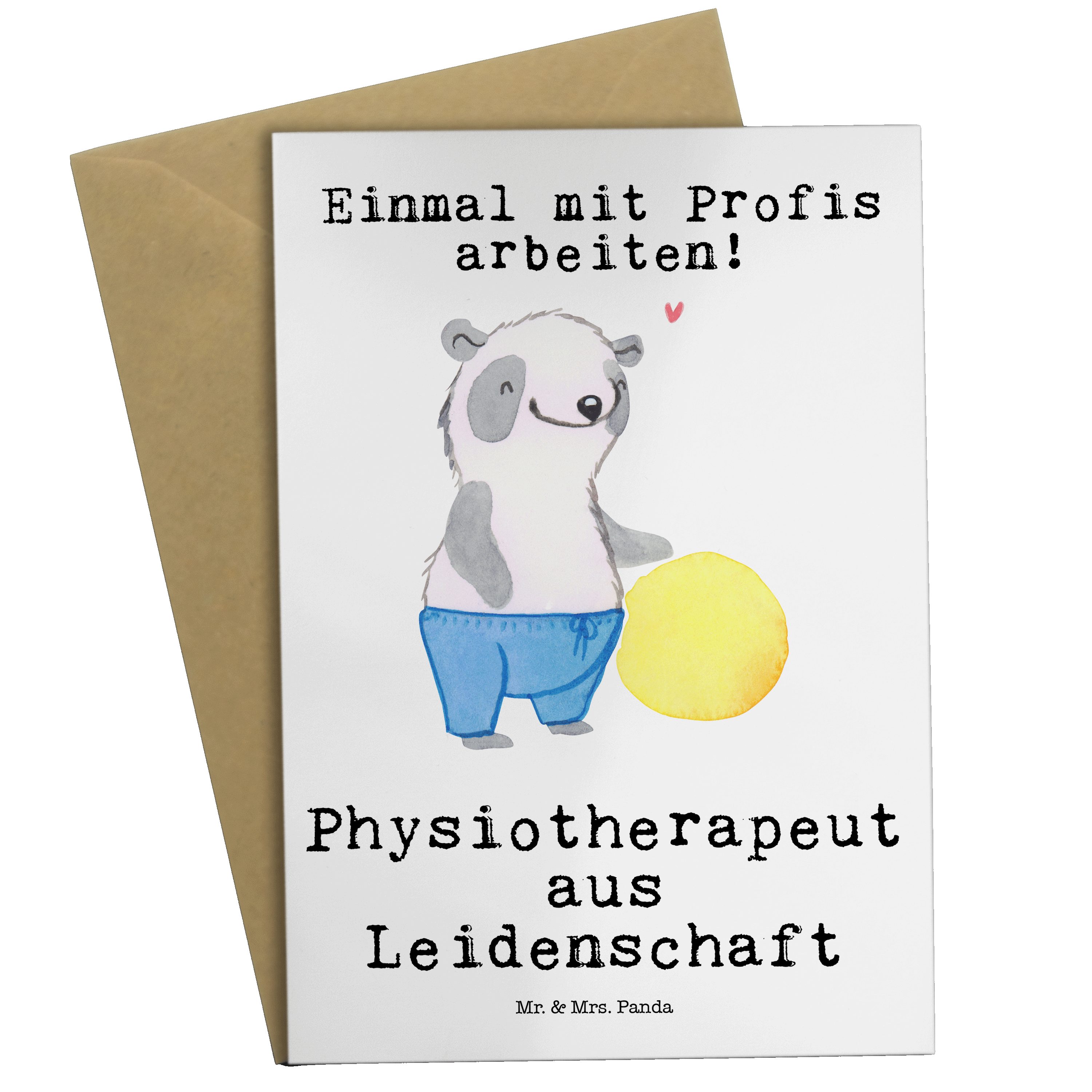 Mr. & Mrs. Panda Grußkarte »Physiotherapeut aus Leidenschaft Weiß