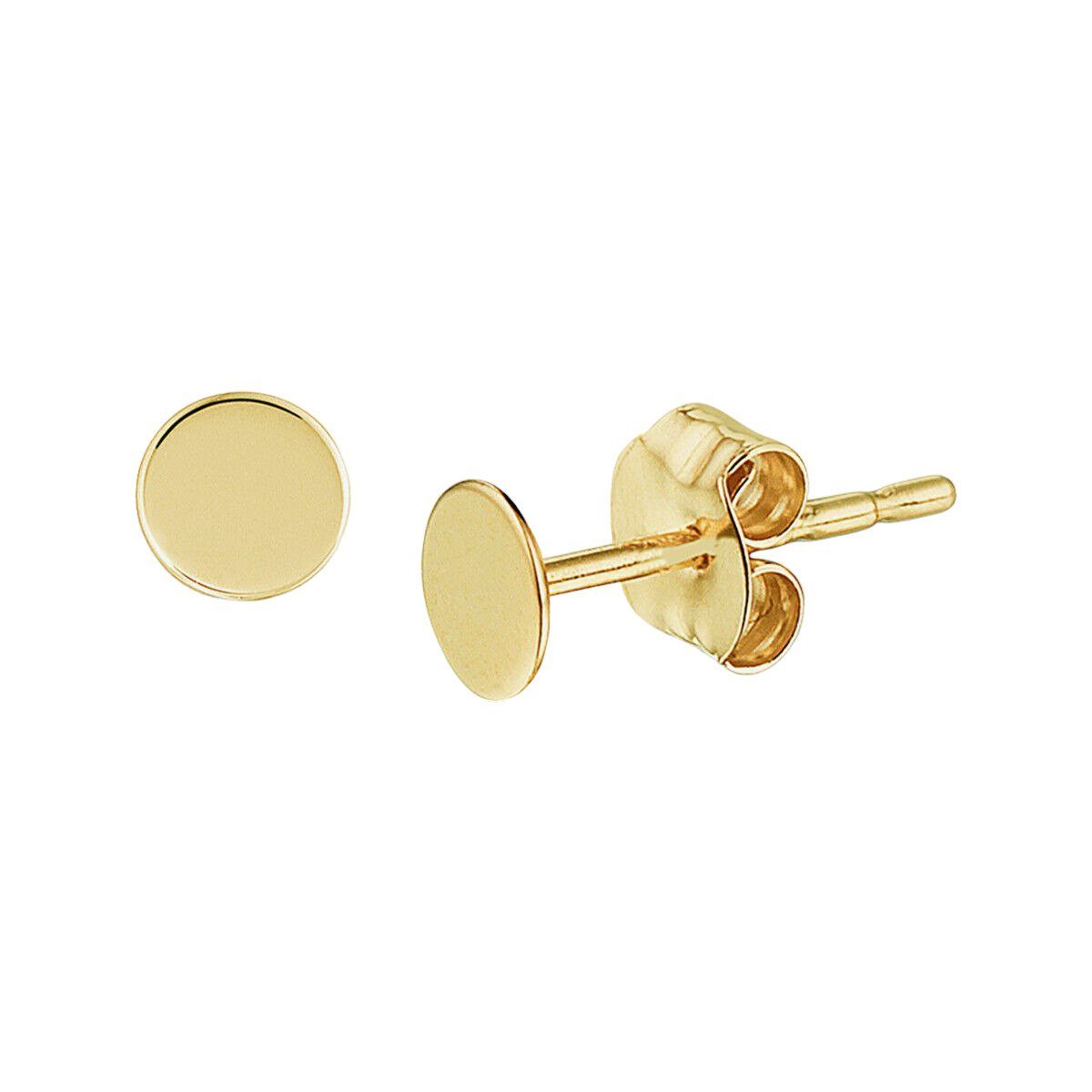 NICEANDnoble Paar Ohrstecker 585er Gelbgoldohrstecker rund Plättchen 4 mm, 585er Gold-Ohrstecker