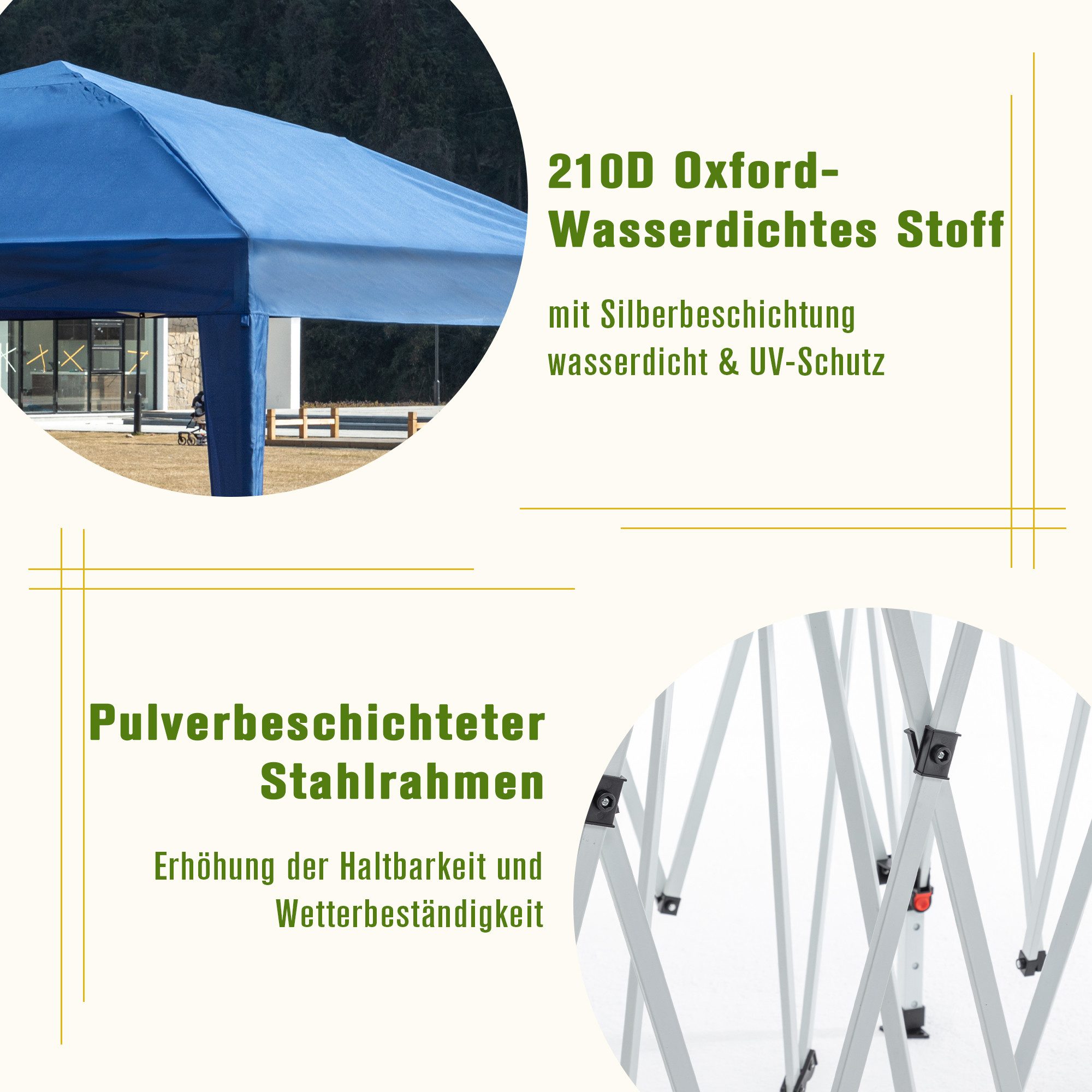 Thanaddo Faltpavillon Faltpavillon 3x3m m. 4 Seitenwänden, höhenverstellbar, wasserdicht