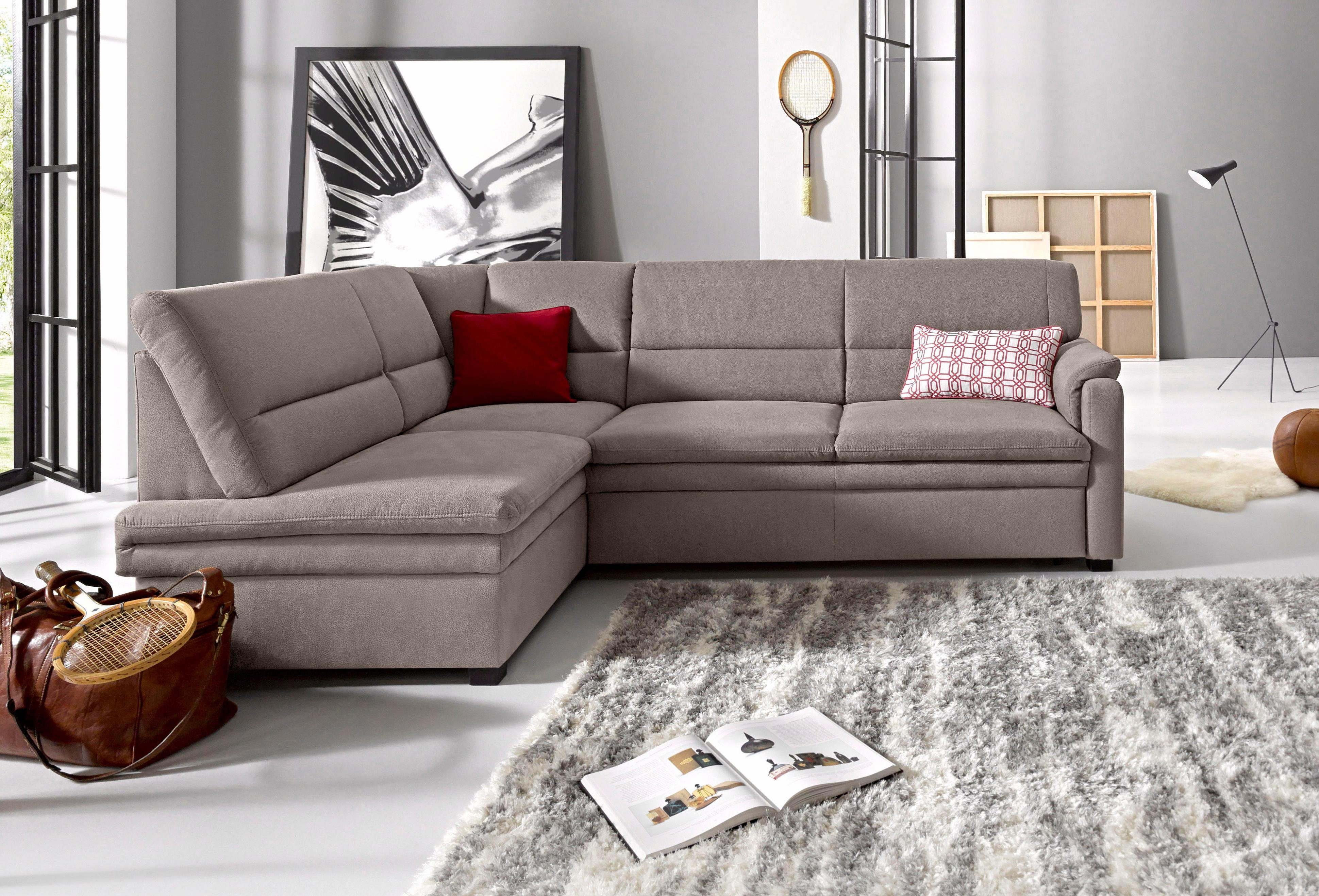 sit&more Ecksofa "Pisa L-Form", mit Federkern, wahlweise mit Bettfunktion günstig online kaufen
