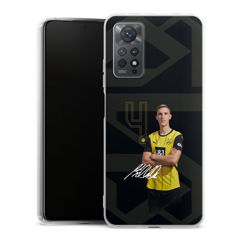 DeinDesign Handyhülle Borussia Dortmund Nico Schlotterbeck Offizielles Lizenzprodukt, Xiaomi Redmi Note 11 Pro 4G Silikon Hülle Bumper Case Smartphone Cover