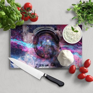 DEQORI Schneidebrett 'NASA Astronaut in Nebula', Glas, Platte Frühstücksbrett Schneideplatte