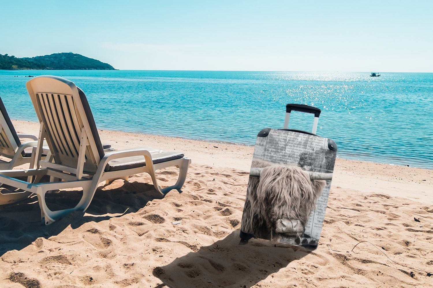 Handgepäckkoffer Reisekoffer 4 - Ferien, Rollen, Vintage rollen, Zeitungsartikel, Trolley, mit für Handgepäck - Schottischer Reisetasche MuchoWow Highlander