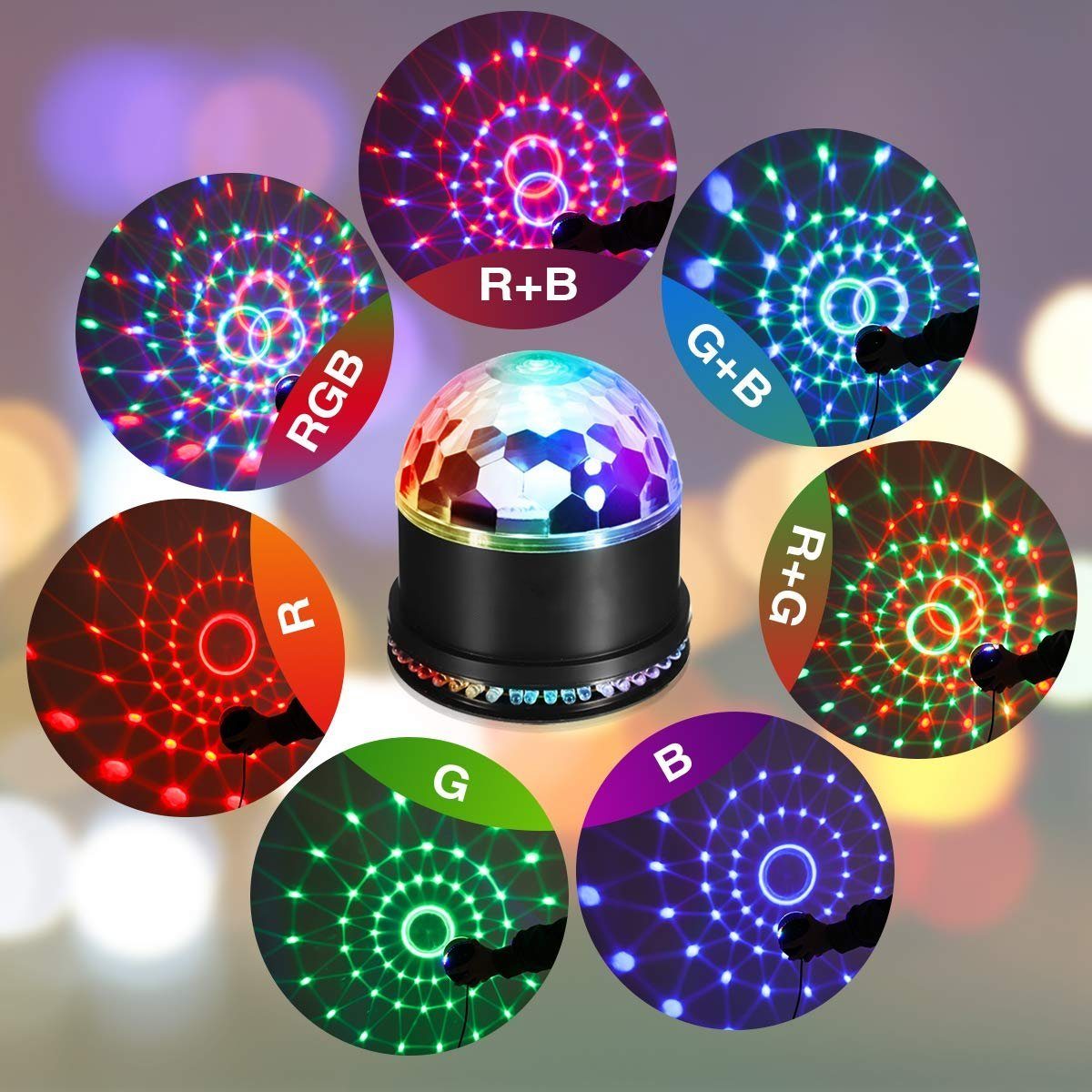 7 Musiksychromodus 5W Farbwechsler, Discolicht, Insma Lichteffekte LED,