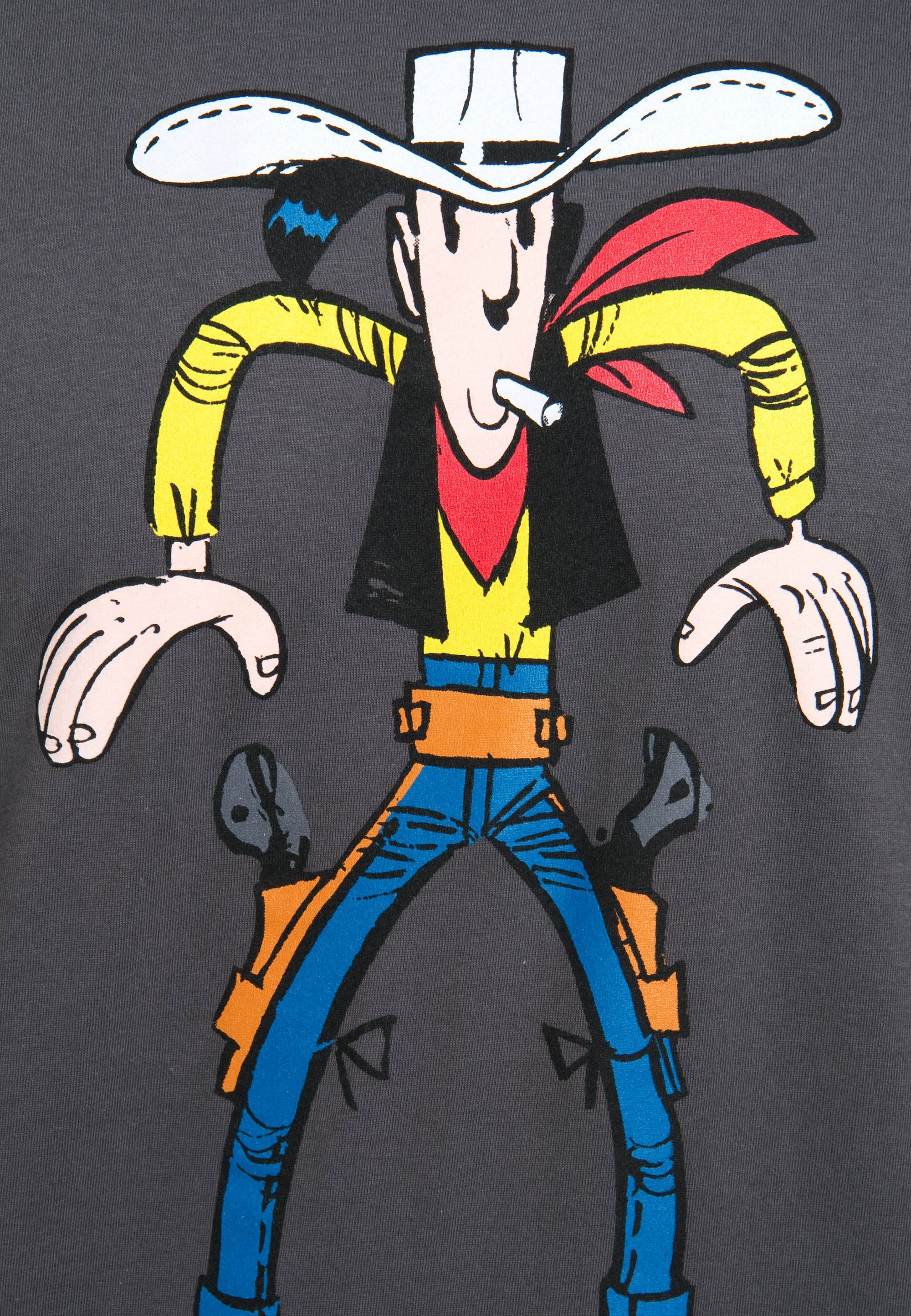 angesagtem T-Shirt mit Retro-Print LOGOSHIRT Lucky Luke grau