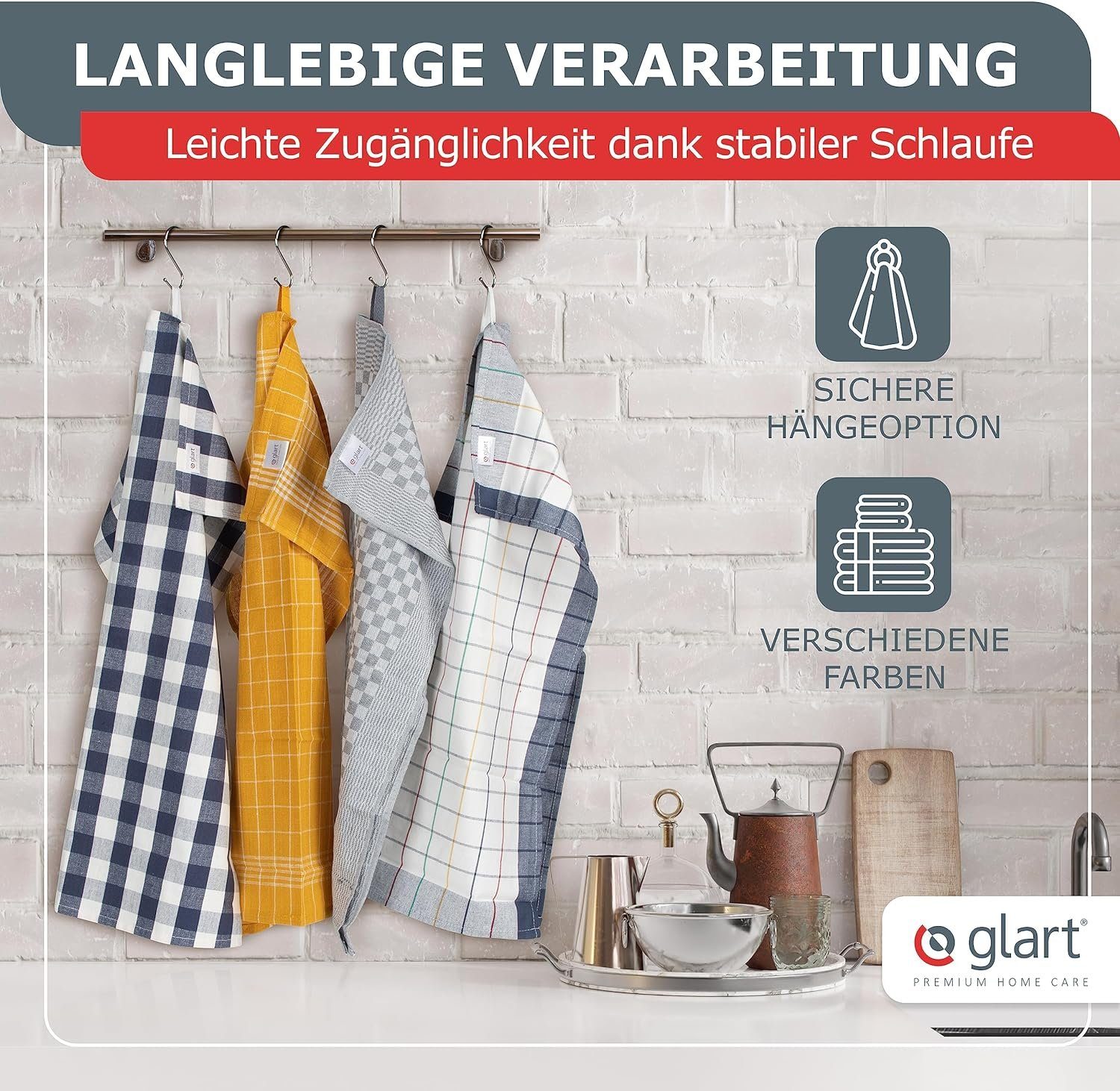 Glart Geschirrtuch 48KV2 10er Set Geschirrtücher Küchentücher 50x70 cm OEKO günstig online kaufen