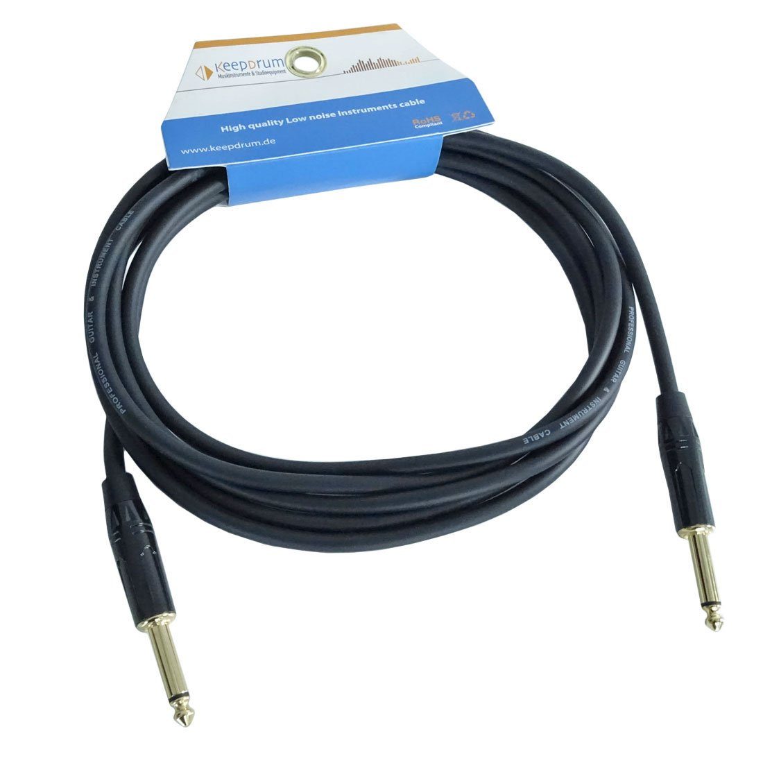keepdrum keepdrum GC-004 3m Gitarrenkabel Klinke 6,3mm 2 Stück Instrumentenkabel, 6,35-mm-Klinke, (300 cm), 2 x Gitarrenkabel