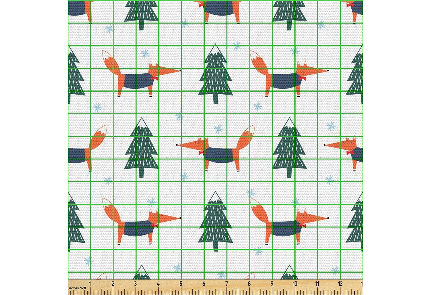 Thumbnail - Abakuhaus Stoff Schön Gewebten Stoff für Polster und Wohnaccessoires, Northwoods Weihnachten Fox Pine